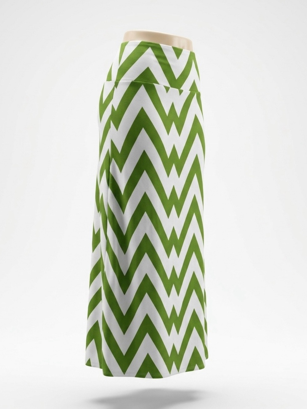 Chevron Print Green Maxi Skirt - Women's Long Patterned Skirt